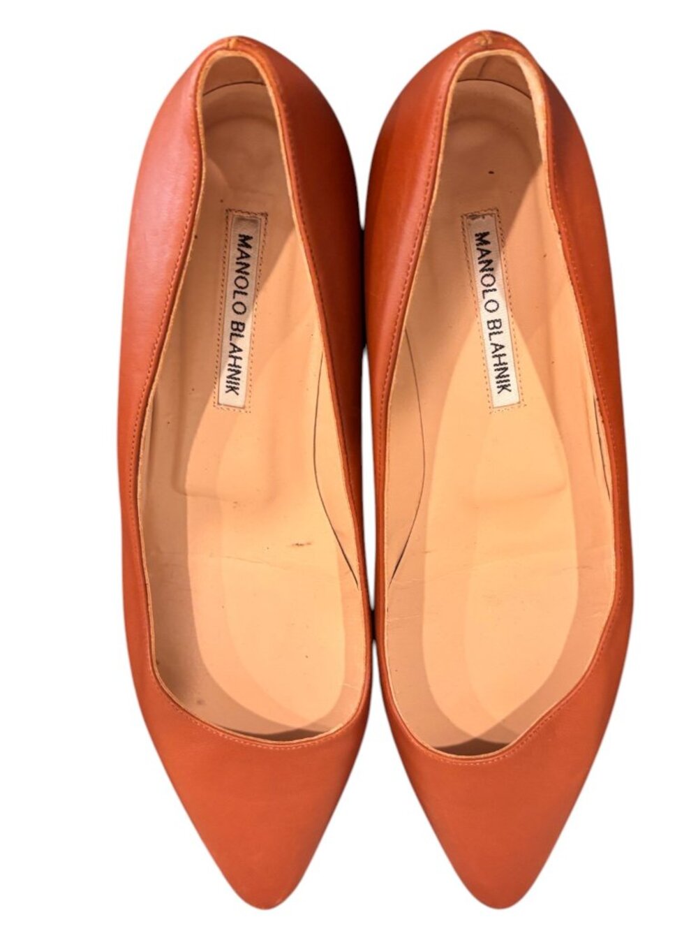 Manolo Blahnik Womens Cognac Tan Leather Heels Size 40